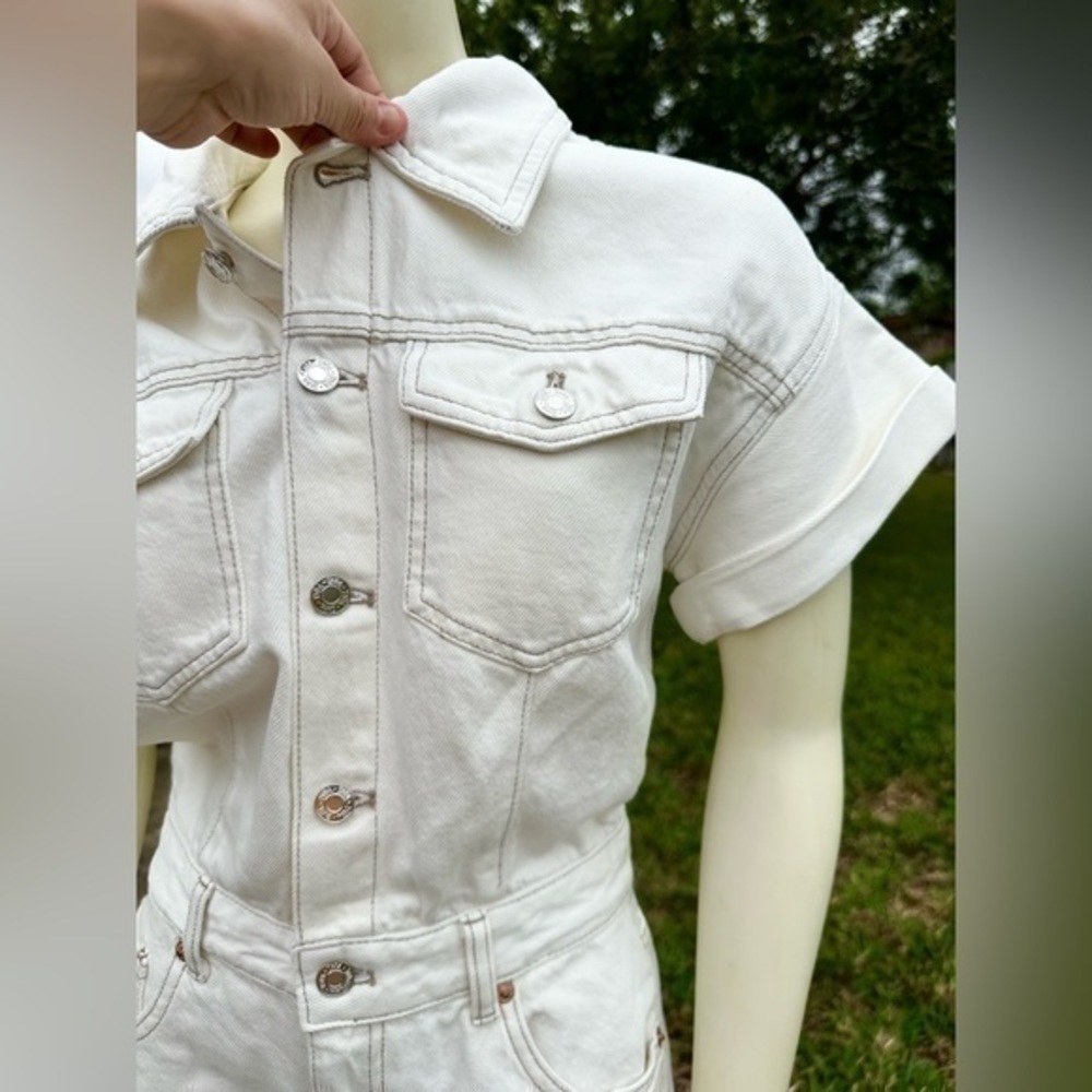 Zara long denim lapel collar jumpsuit 8197 217 - Picture 14 of 16